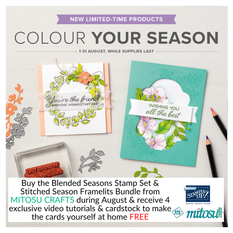 Exclusive Stampin' Up! Blended Seasons Stamp & Stitched Season Framelits Bundle from Mitosu Crafts UK