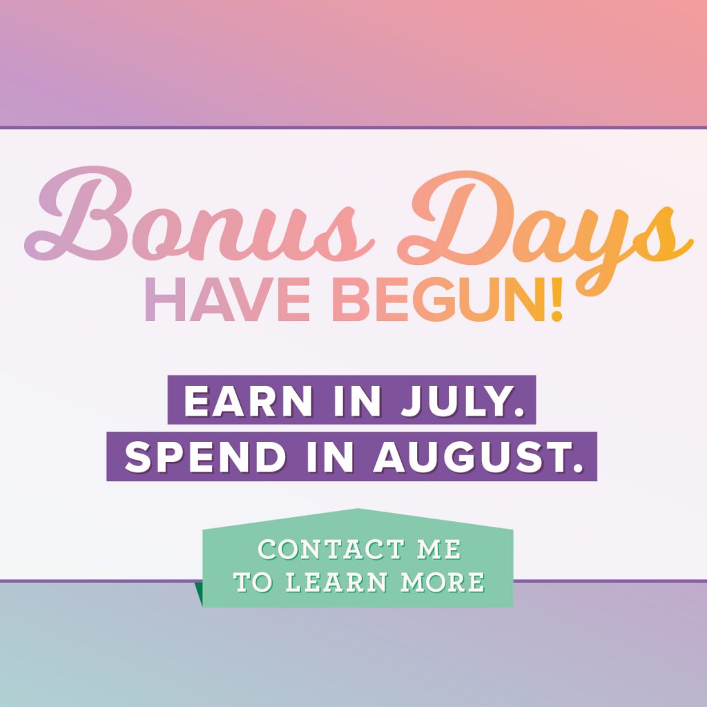 Bonus Day with Mitosu Crafts, earn money off vouchers during July to spend in August 2019.