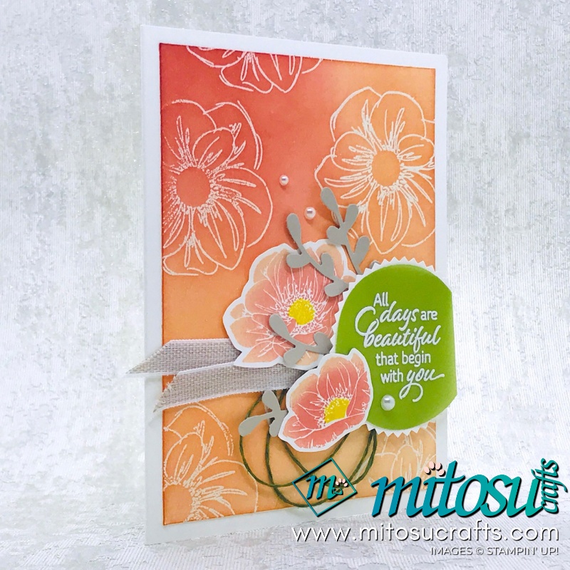 Floral Essence Stampin' Up! Card Inspiration with Sponged Background and Dauber to Stamp Techniques. Facebook Live from Mitosu Crafts