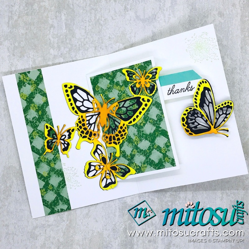 Spinner Pop Up Wiper Card with Butterfly Beauty by Stampin' Up! including video tutorial from Mitosu Crafts