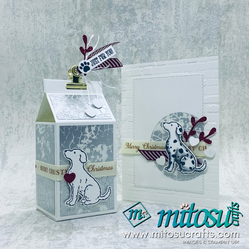 Happy Tails Stampin Up! Christmas Card and Milk Box for Stamp Review Crew from Mitosu Crafts