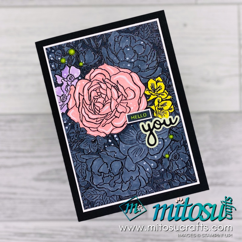 Breathtaking Bouquet Faux Black Technique Card Idea for Spring Floral Global Stampin' Video Hop from Mitosu Crafts UK