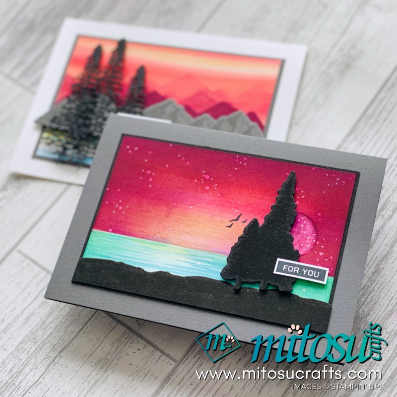 Create Silhouette Scenes with the Mountain Air stamp set and Mitosu Crafts